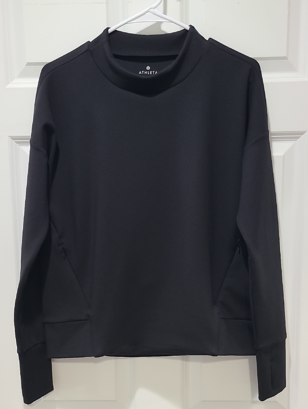 Athleta Denali Black Crewneck Performance Scuba Performance Sweatshirt Size Sm